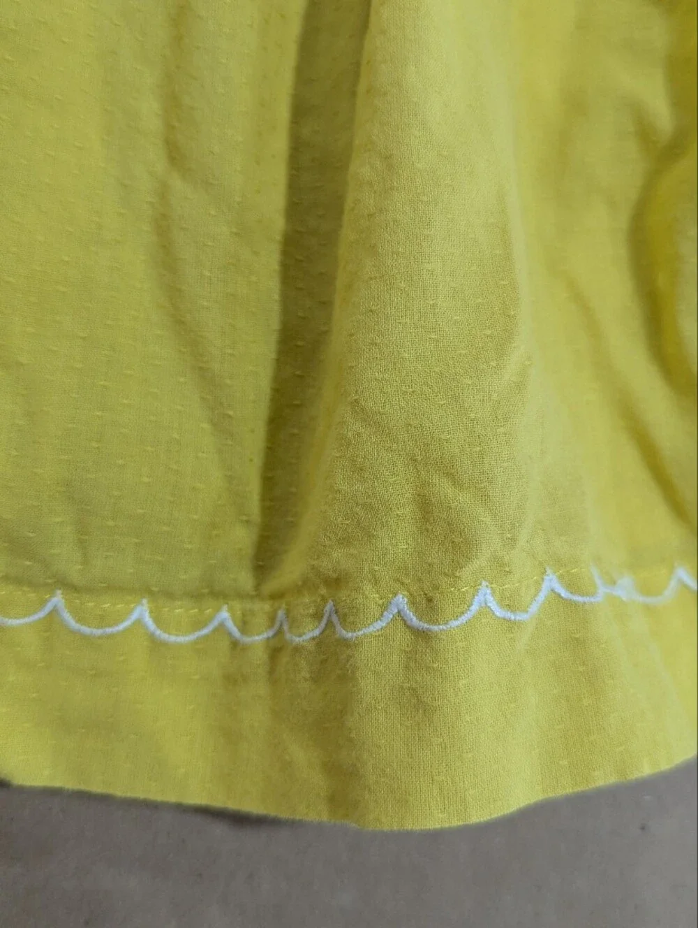 Mini Boden Girls Dress Golden Yellow Blue Flowers White Embroidery Sz 6-7Y 122cm